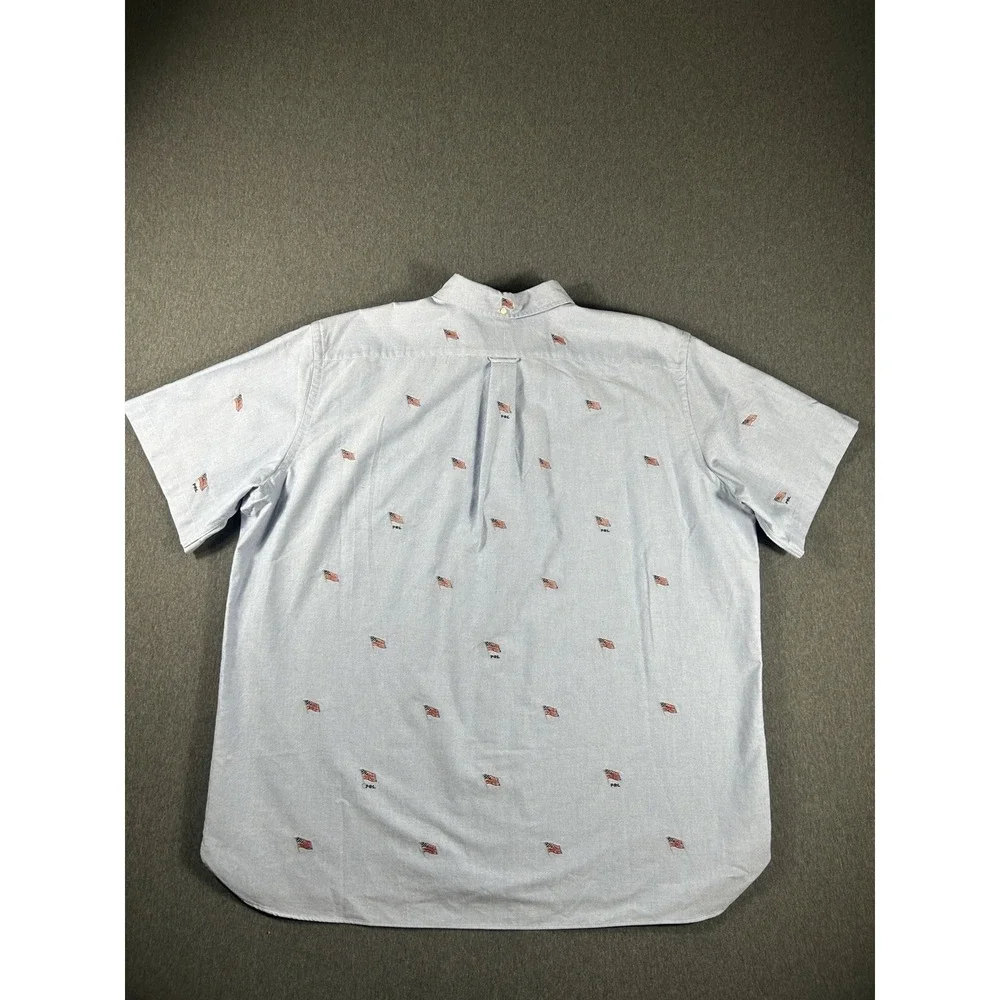 Polo Ralph Lauren Classic Fit Oxford American Flag All Over Embroidered Short Sl